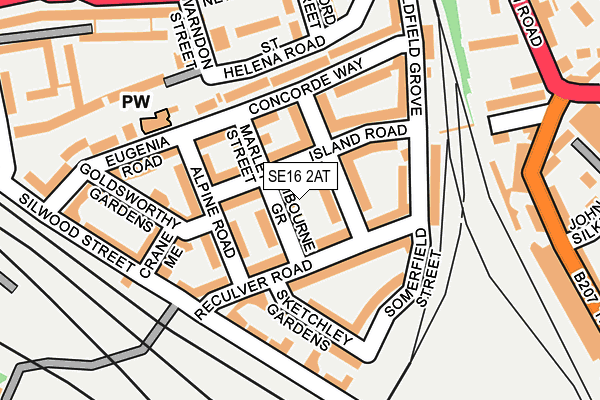 SE16 2AT map - OS OpenMap – Local (Ordnance Survey)