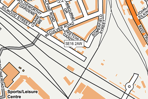 SE16 2AW map - OS OpenMap – Local (Ordnance Survey)