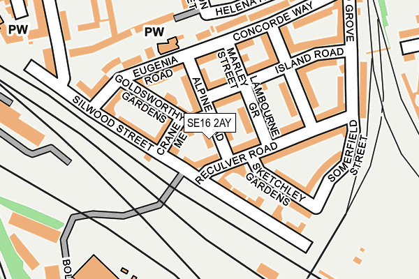 SE16 2AY map - OS OpenMap – Local (Ordnance Survey)