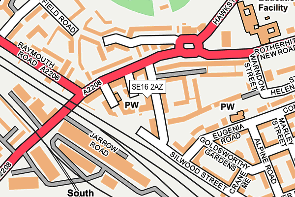 SE16 2AZ map - OS OpenMap – Local (Ordnance Survey)