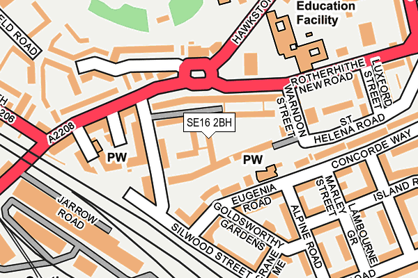 SE16 2BH map - OS OpenMap – Local (Ordnance Survey)