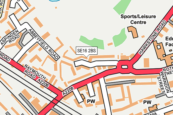 SE16 2BS map - OS OpenMap – Local (Ordnance Survey)