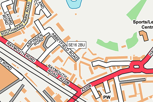 SE16 2BU map - OS OpenMap – Local (Ordnance Survey)