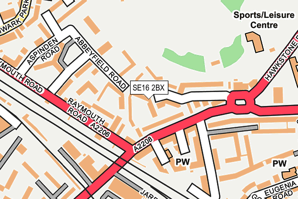 SE16 2BX map - OS OpenMap – Local (Ordnance Survey)