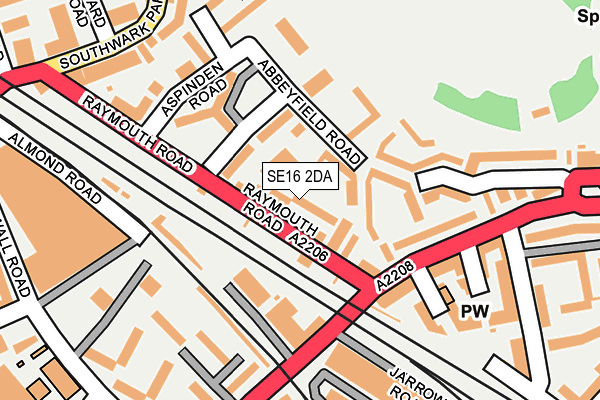 SE16 2DA map - OS OpenMap – Local (Ordnance Survey)