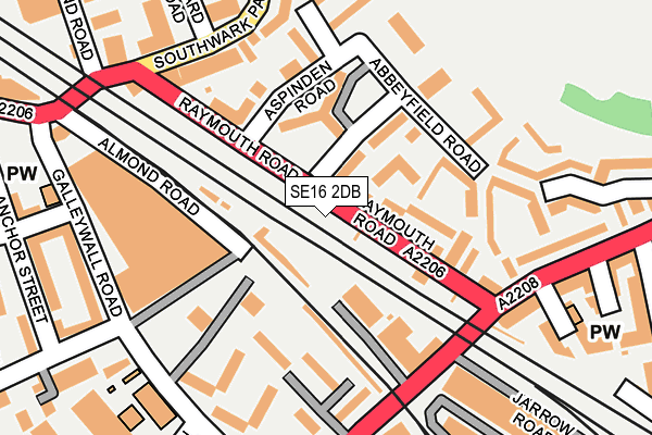 SE16 2DB map - OS OpenMap – Local (Ordnance Survey)