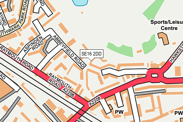 SE16 2DD map - OS OpenMap – Local (Ordnance Survey)