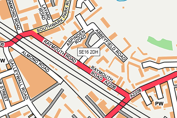 SE16 2DH map - OS OpenMap – Local (Ordnance Survey)