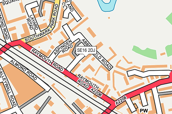 SE16 2DJ map - OS OpenMap – Local (Ordnance Survey)