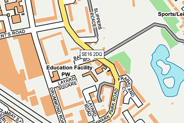 SE16 2DQ map - OS OpenMap – Local (Ordnance Survey)