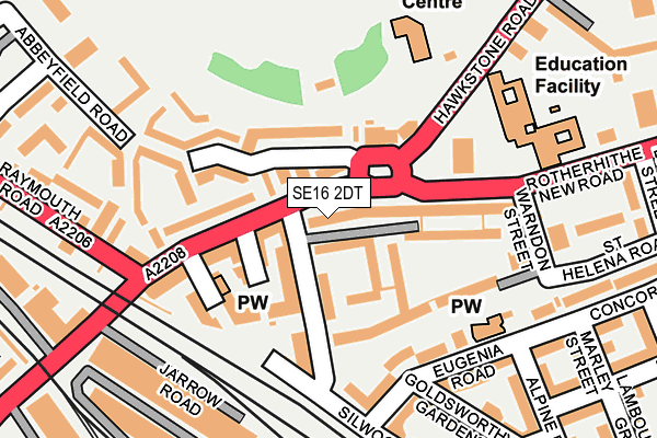 SE16 2DT map - OS OpenMap – Local (Ordnance Survey)