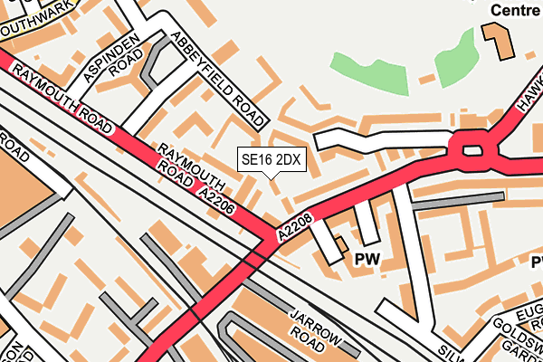 SE16 2DX map - OS OpenMap – Local (Ordnance Survey)