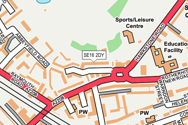 SE16 2DY map - OS OpenMap – Local (Ordnance Survey)