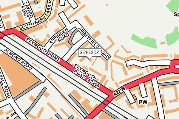 SE16 2DZ map - OS OpenMap – Local (Ordnance Survey)