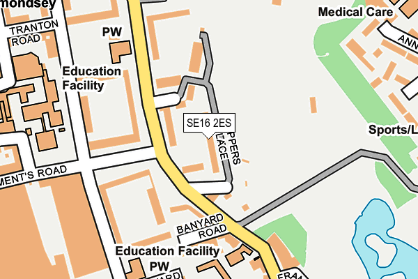 SE16 2ES map - OS OpenMap – Local (Ordnance Survey)