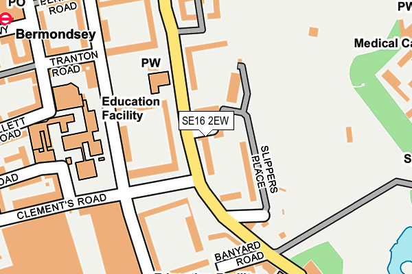 SE16 2EW map - OS OpenMap – Local (Ordnance Survey)