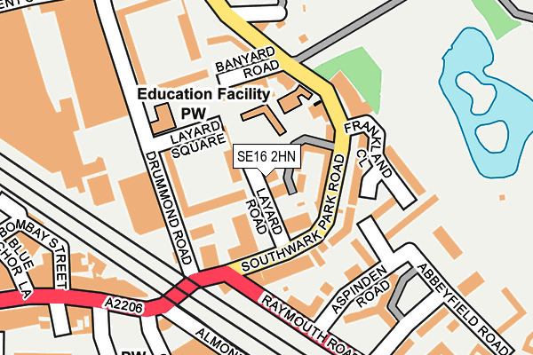 SE16 2HN map - OS OpenMap – Local (Ordnance Survey)