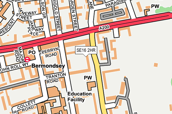 SE16 2HR map - OS OpenMap – Local (Ordnance Survey)