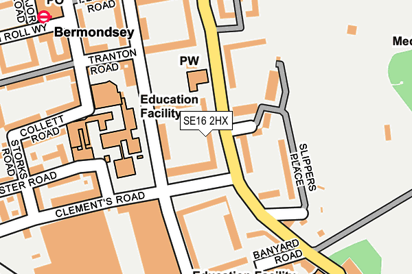 SE16 2HX map - OS OpenMap – Local (Ordnance Survey)