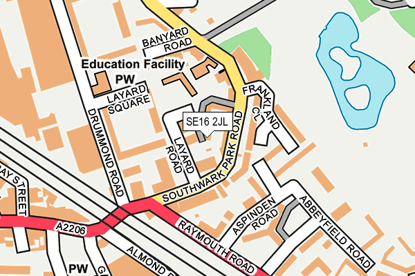 SE16 2JL map - OS OpenMap – Local (Ordnance Survey)
