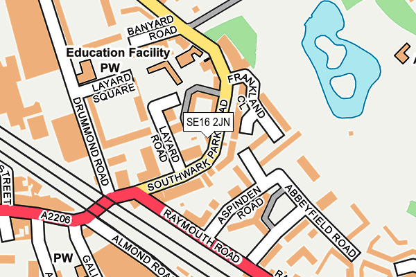 SE16 2JN map - OS OpenMap – Local (Ordnance Survey)