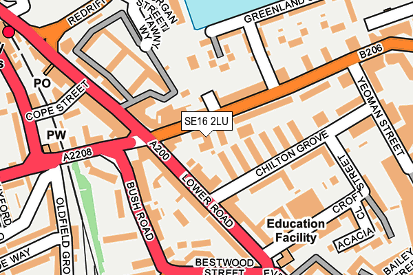 SE16 2LU map - OS OpenMap – Local (Ordnance Survey)