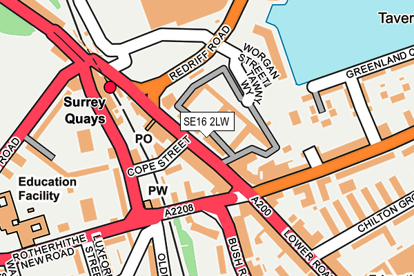 SE16 2LW map - OS OpenMap – Local (Ordnance Survey)