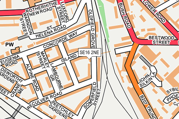 SE16 2NE map - OS OpenMap – Local (Ordnance Survey)