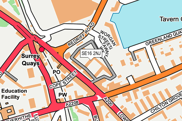 SE16 2NJ map - OS OpenMap – Local (Ordnance Survey)