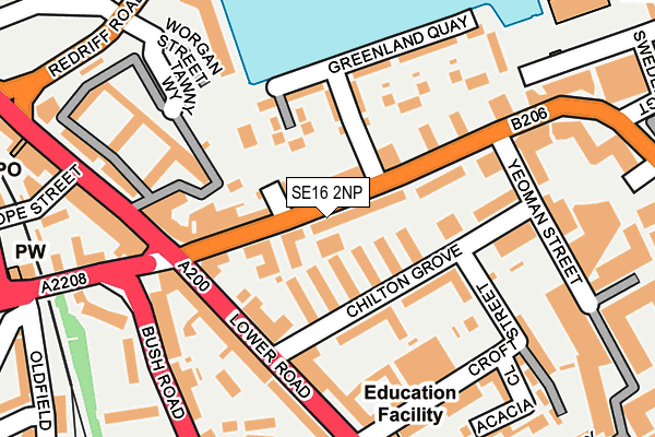 SE16 2NP map - OS OpenMap – Local (Ordnance Survey)