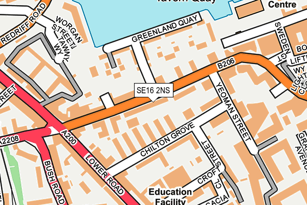 SE16 2NS map - OS OpenMap – Local (Ordnance Survey)