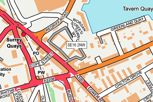SE16 2NW map - OS OpenMap – Local (Ordnance Survey)