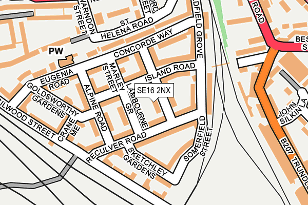 SE16 2NX map - OS OpenMap – Local (Ordnance Survey)