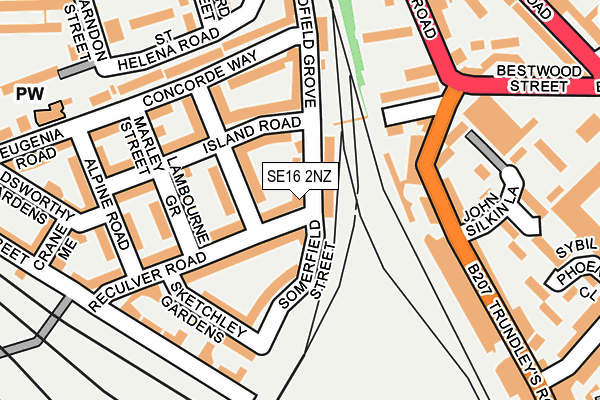 SE16 2NZ map - OS OpenMap – Local (Ordnance Survey)