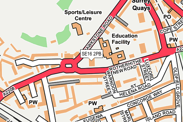 SE16 2PB map - OS OpenMap – Local (Ordnance Survey)