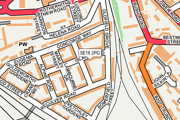 SE16 2PG map - OS OpenMap – Local (Ordnance Survey)