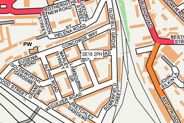 SE16 2PH map - OS OpenMap – Local (Ordnance Survey)