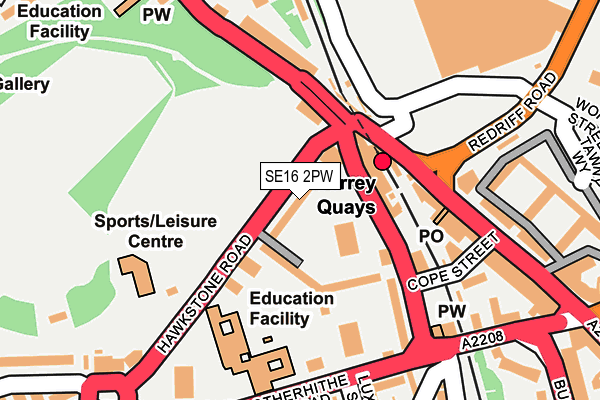 SE16 2PW map - OS OpenMap – Local (Ordnance Survey)