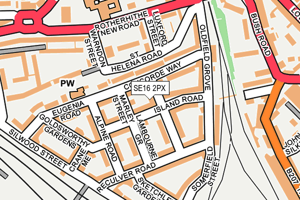 SE16 2PX map - OS OpenMap – Local (Ordnance Survey)