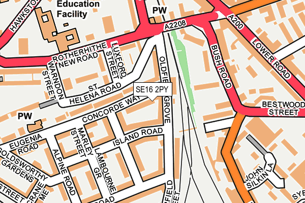 SE16 2PY map - OS OpenMap – Local (Ordnance Survey)