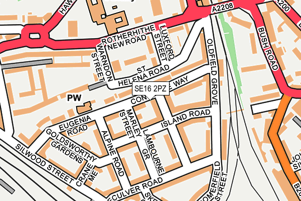 SE16 2PZ map - OS OpenMap – Local (Ordnance Survey)