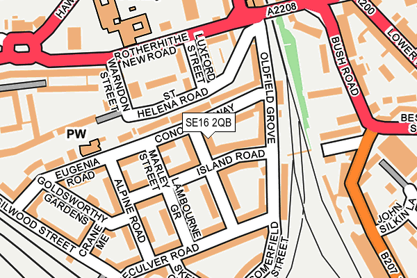 SE16 2QB map - OS OpenMap – Local (Ordnance Survey)