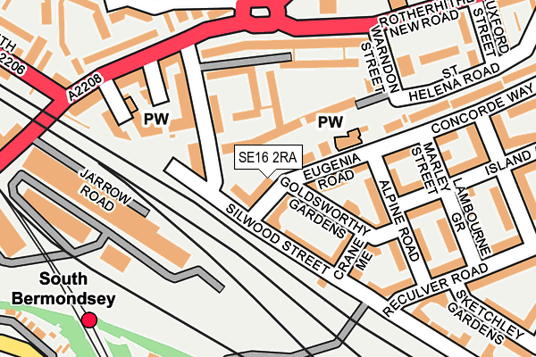 SE16 2RA map - OS OpenMap – Local (Ordnance Survey)