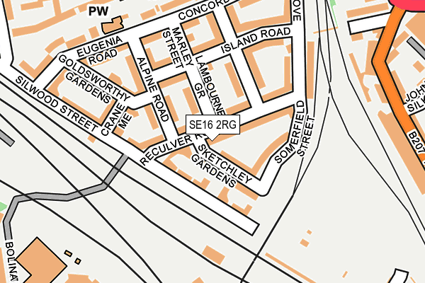 SE16 2RG map - OS OpenMap – Local (Ordnance Survey)