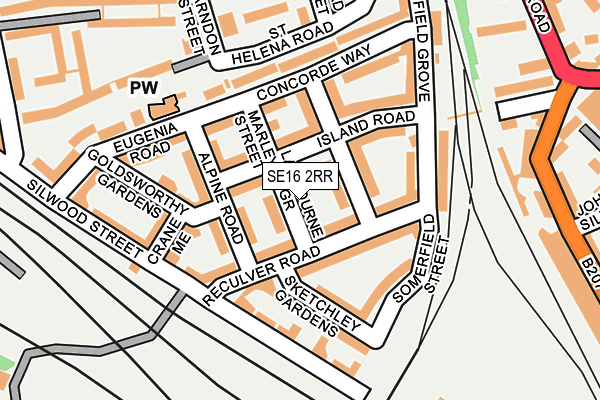 SE16 2RR map - OS OpenMap – Local (Ordnance Survey)