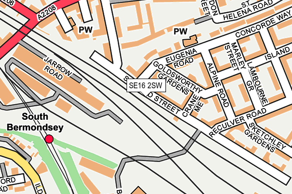 SE16 2SW map - OS OpenMap – Local (Ordnance Survey)