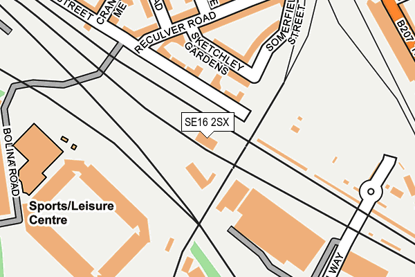 SE16 2SX map - OS OpenMap – Local (Ordnance Survey)