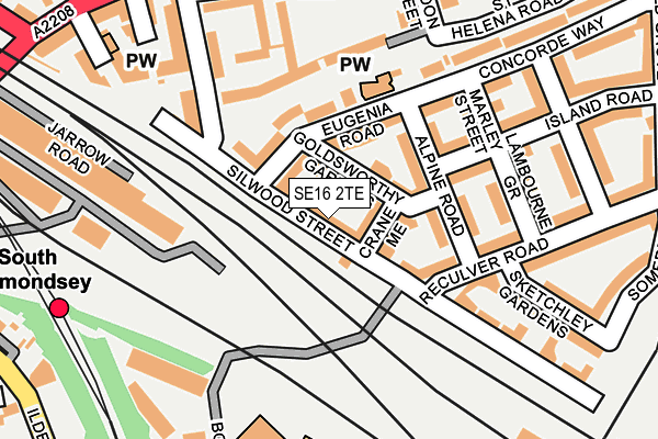 SE16 2TE map - OS OpenMap – Local (Ordnance Survey)