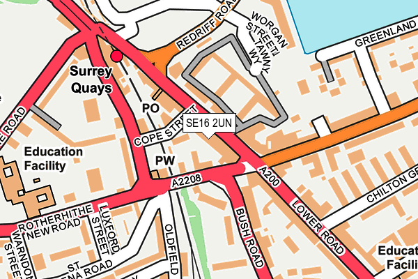 SE16 2UN map - OS OpenMap – Local (Ordnance Survey)