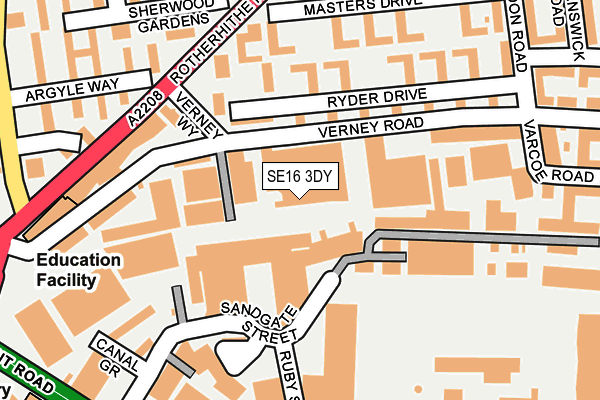 SE16 3DY map - OS OpenMap – Local (Ordnance Survey)